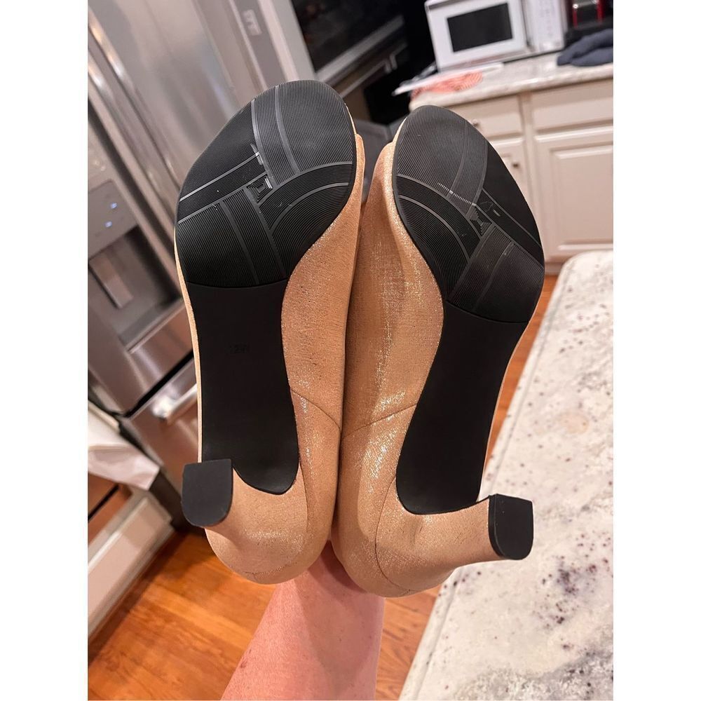 Array Gold Shimmer D’orsay Open Toe Bootie Pumps … - image 6